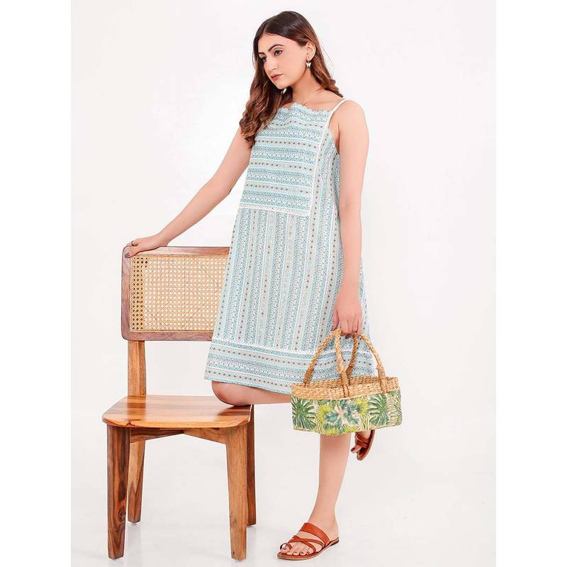 The Kaftan Company Green Printed Regular Nightdress (S)