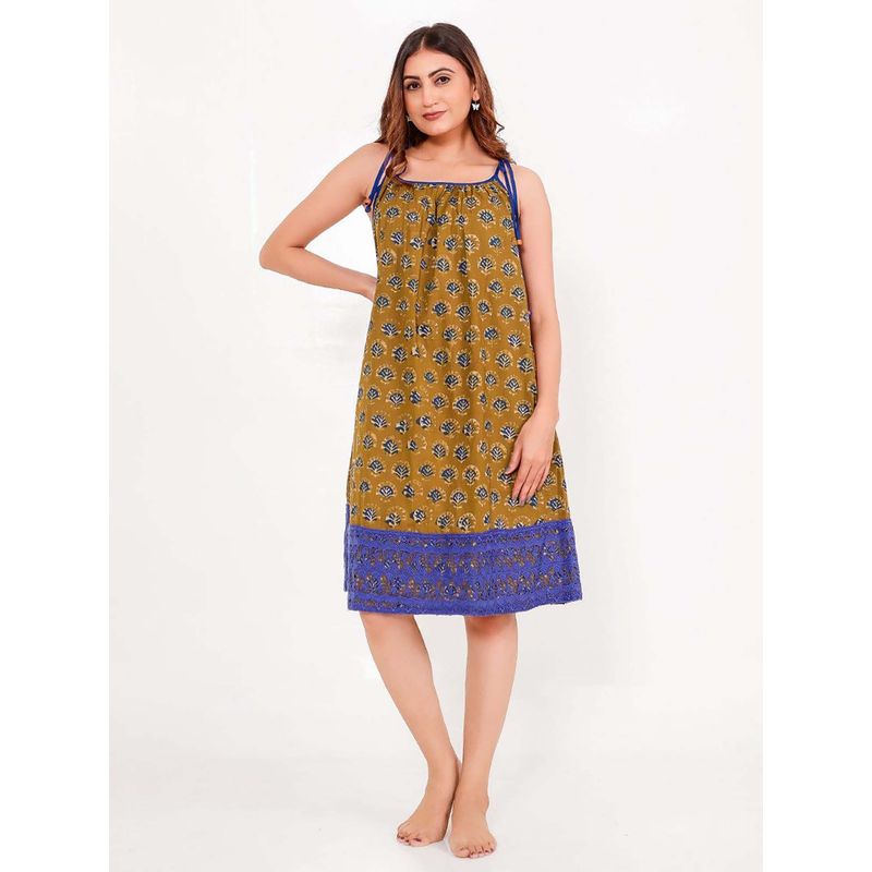 The Kaftan Company Olive Printed Regular Nightdress (S)