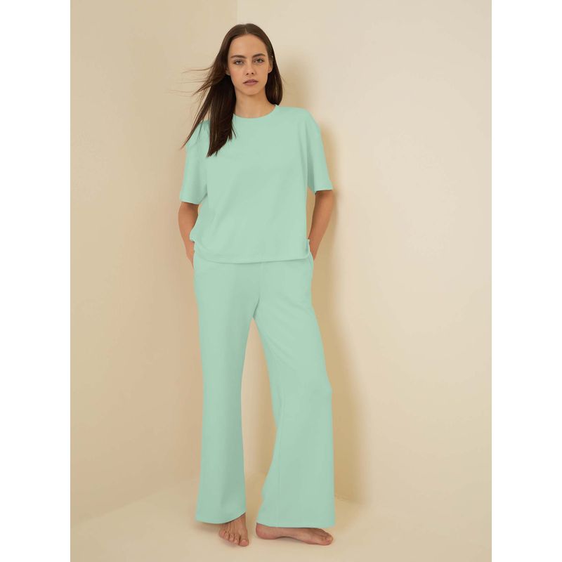 Sweet Dreams Blue Solid Regular T-Shirt with Pyjama (XL)