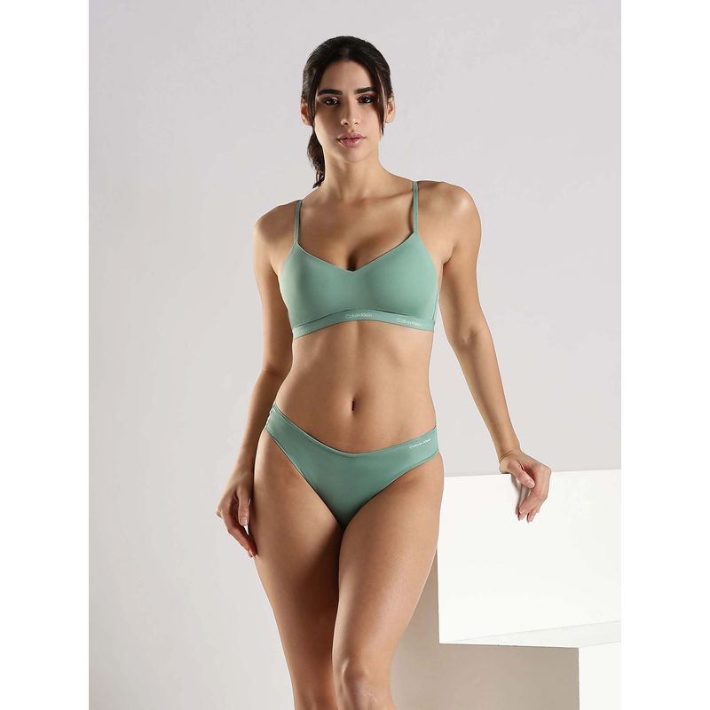 Calvin Klein Green Solid Fitted Bikini Brief (XS)