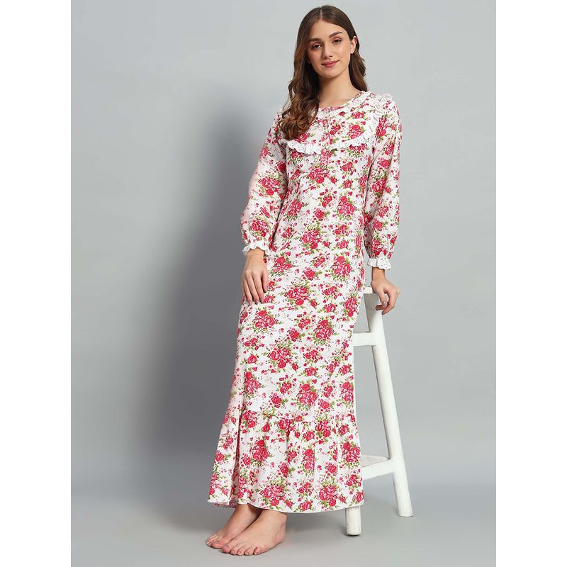 SEPHANI Pink Floral Regular Nightdress (XL)