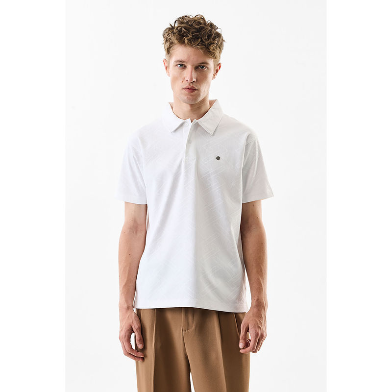 Snitch Men White Polyester Blend Regular Fit Polo T-Shirt (XS)