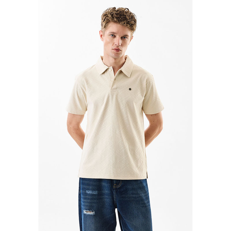 Snitch Men Beige Polyester Blend Regular Fit Polo T-Shirt (XS)