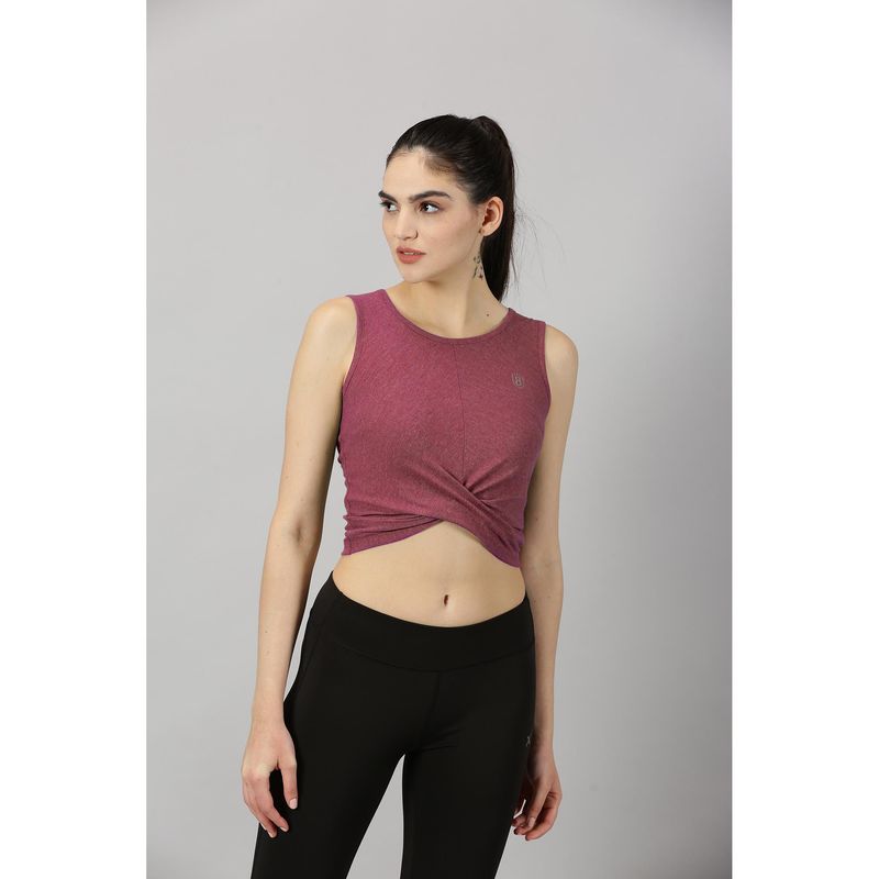 DOMIN8 Burgundy Solid Slim Fit Top (L)