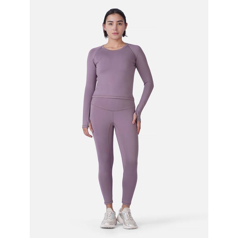 Wear Jukebox Purple Solid Skinny Fit Top and Tights (S)