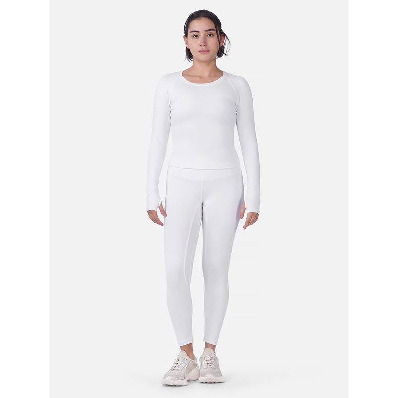 Wear Jukebox White Solid Skinny Fit Top and Tights (S)