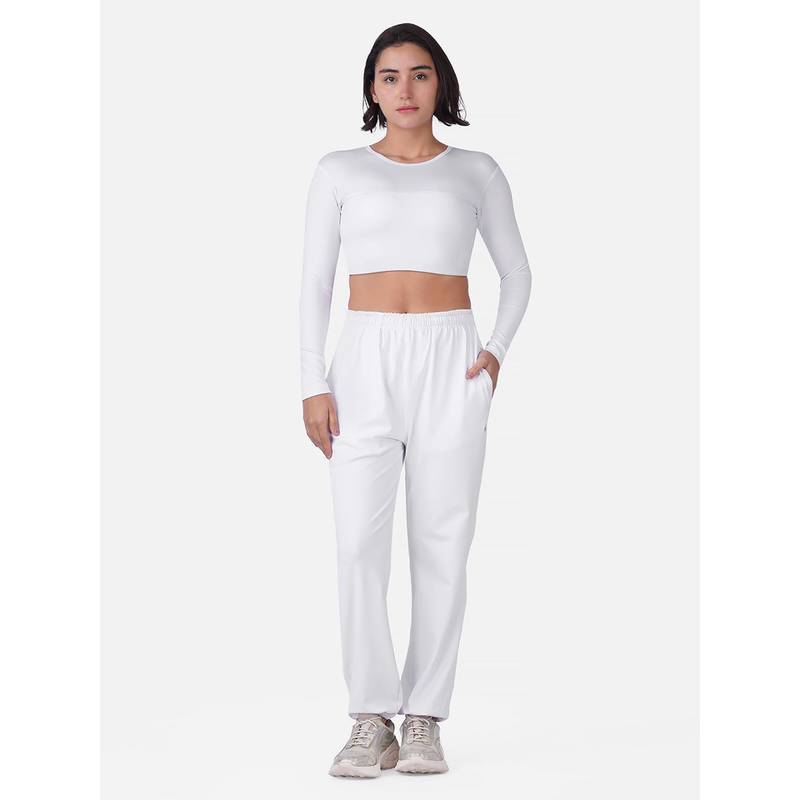 Wear Jukebox White Solid Regular Fit Top and Joggers (S)