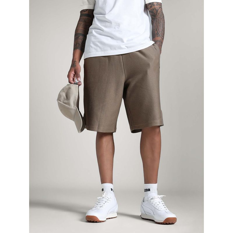 Puma PREMIUM Relaxed Fit Beige Jacquard Shorts (M)