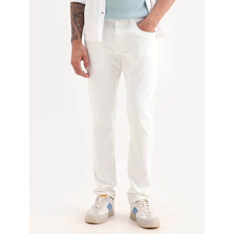 Rare Rabbit Men's Bone White Plain Jeans (30)