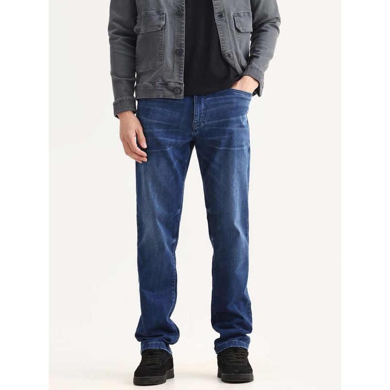 Rare Rabbit Men's Airus Blue Plain Jeans (30)