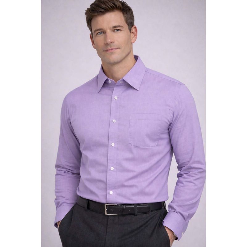 Louis Philippe Mens Purple Solid Easy to Iron Cotton Slim fit Formal Shirt (40)
