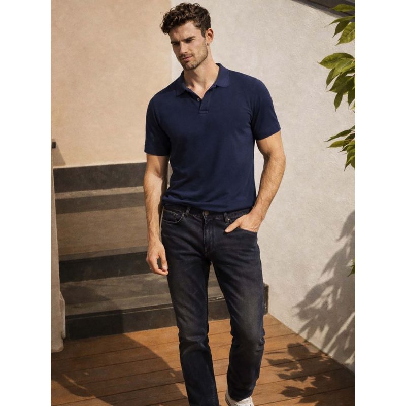 Louis Philippe Men's Dk Grey Slim Fit Mid-Rise Stretchable Jeans (32)