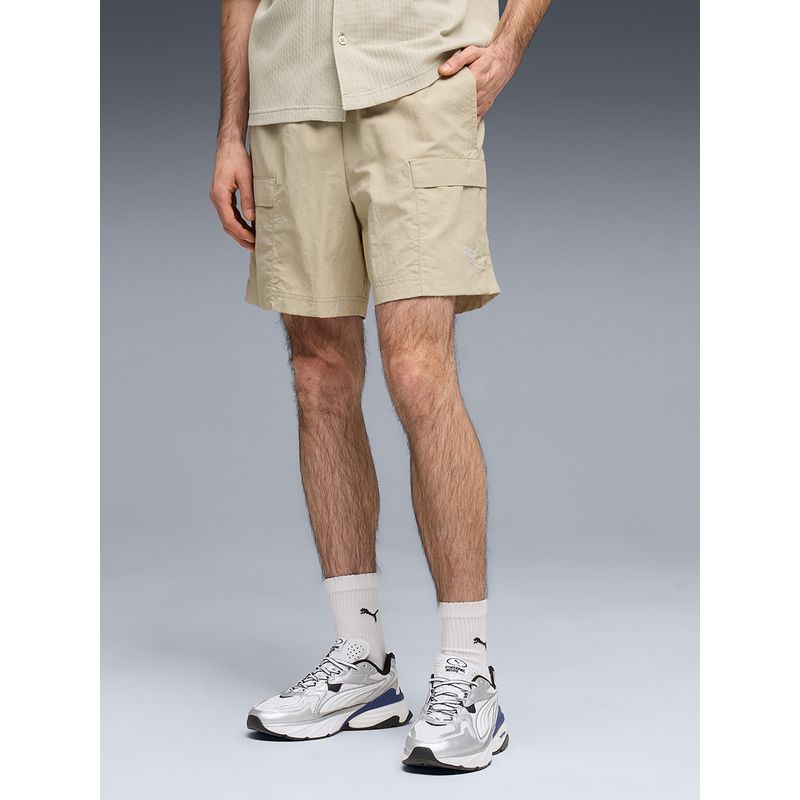 Puma Beige Solid Relaxed Shorts (XL)