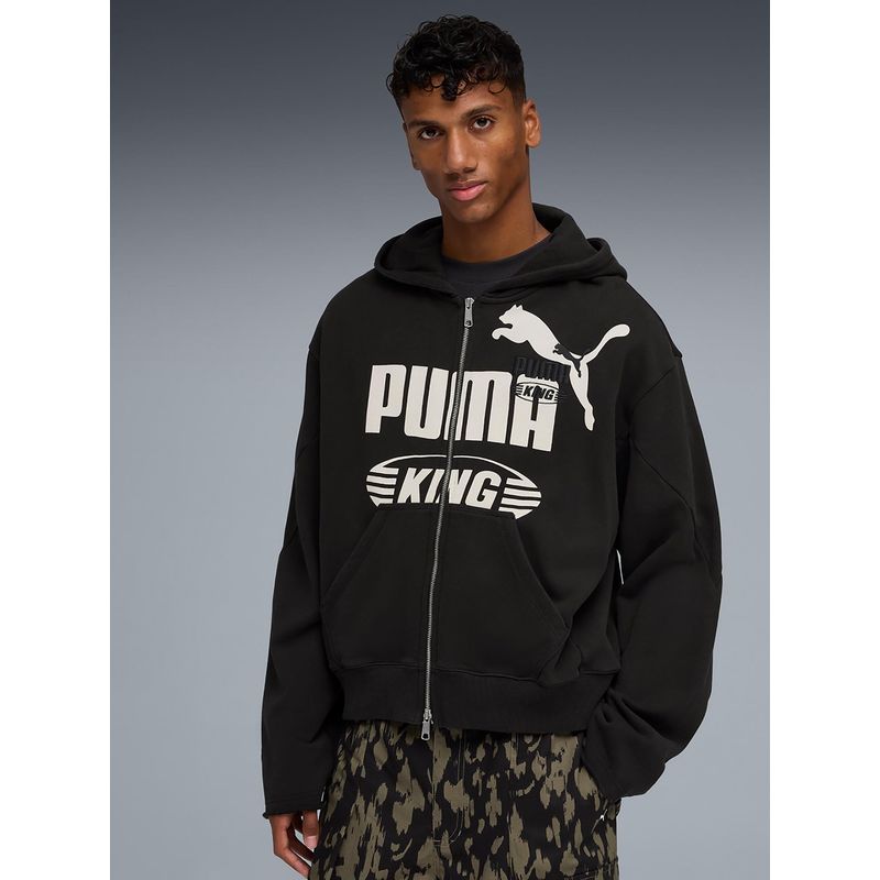 Puma Black Printed Oversized Jacket (M)