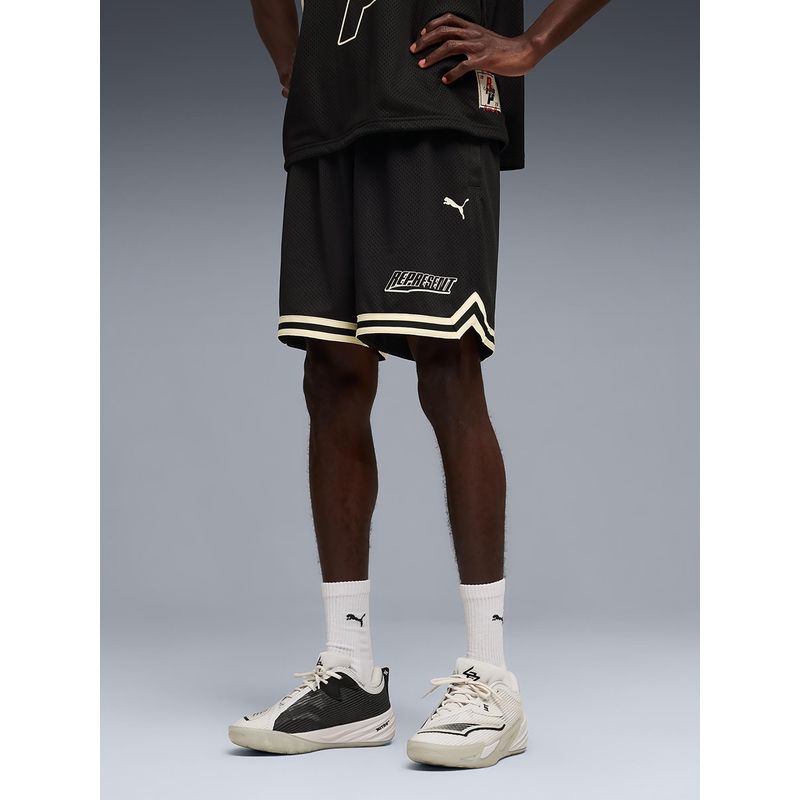 Puma Black Solid Oversized Shorts (S)