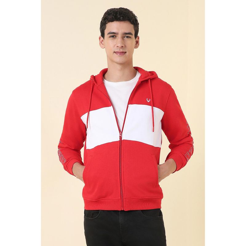 Allen Solly Red Colorblock Regular Hoodie (S)