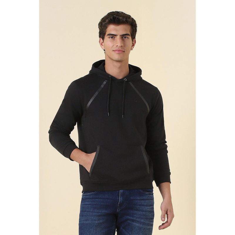 Allen Solly Black Solid Regular Hoodie (M)