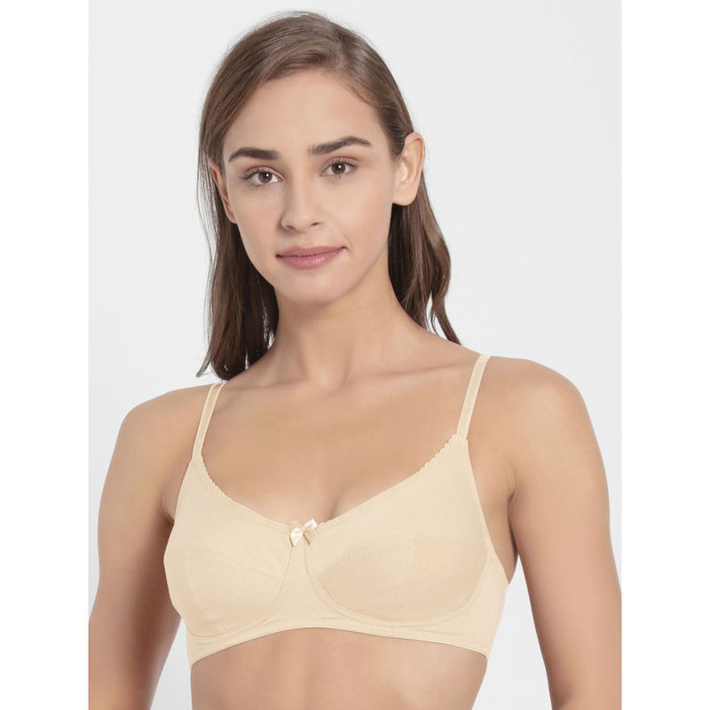 Jockey 1581 Wirefree Non Padded Cotton Medium Coverage Beginners Bra - Skin (34B)