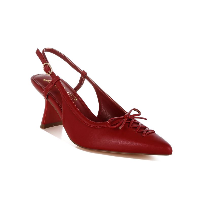 London Rag Kitten Heel Pointy Slingbacks Sandal Heels - Red (EURO 37)