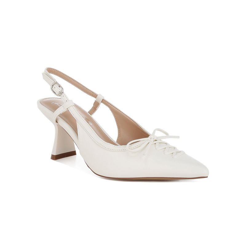 London Rag Kitten Heel Pointy Slingbacks Sandal Heels - White (EURO 37)