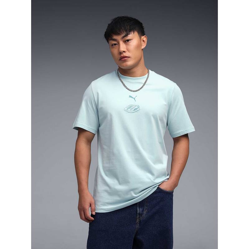 Puma Graphic Print Crew Neck T-Shirt Blue (S)