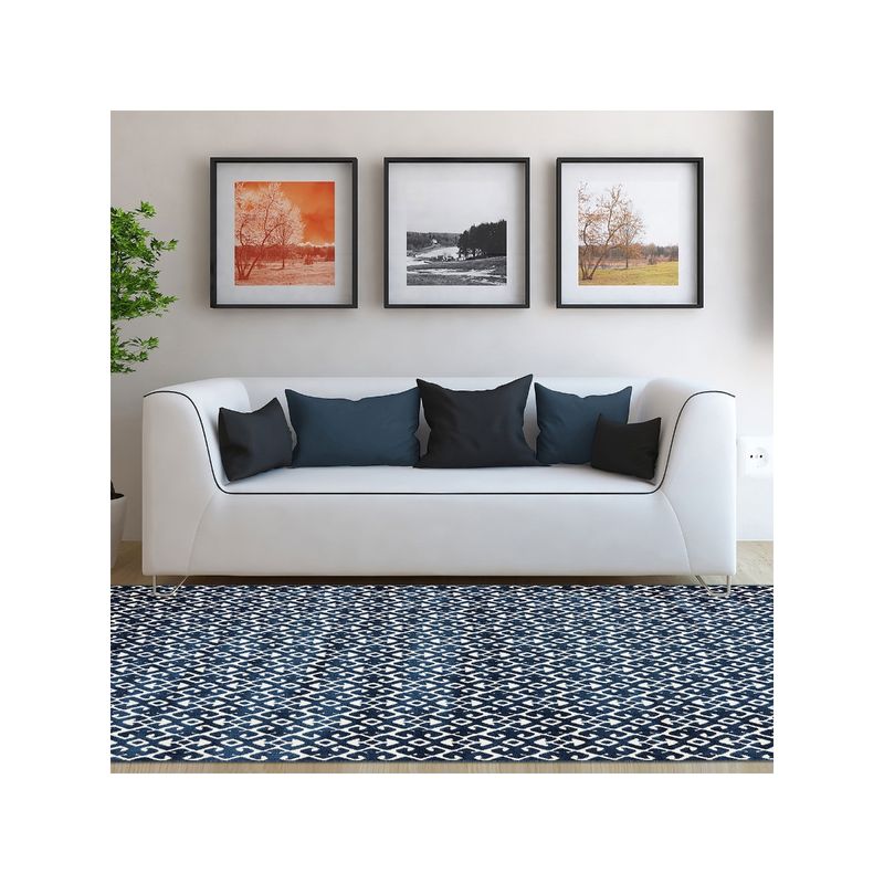OBSESSIONS Anti-Static Geometric Carpet, Navy Blue (4 x 6 Feet)