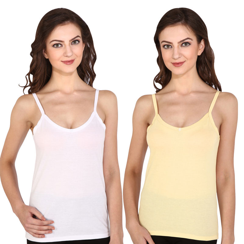 Bralux Women's Taal Cotton Hosiery Half Slip Camisole Set of 2 - Multi-Color (M)