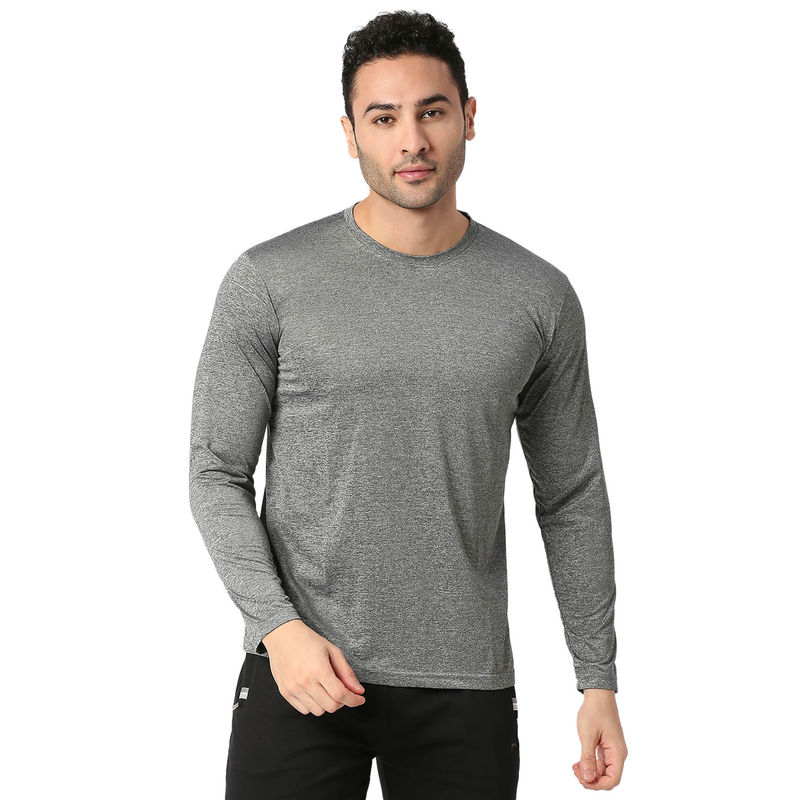Black Panther Mens Black Melange Full Sleeves T-Shirt (M)