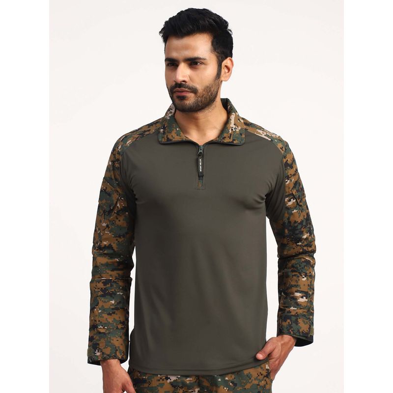 MountMiller Men's Camouflage Full Sleeve Ripstop Tactical Polo T-Shirt |Moisture-Wicking | UV Protective (S)