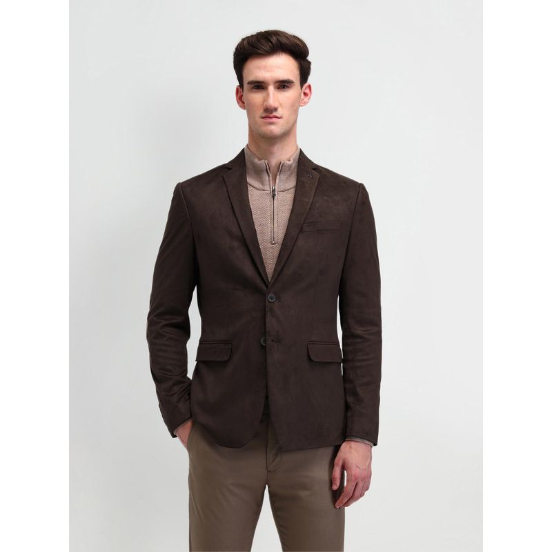 Arrow Solid Brown Full Sleeves Blazer (42)