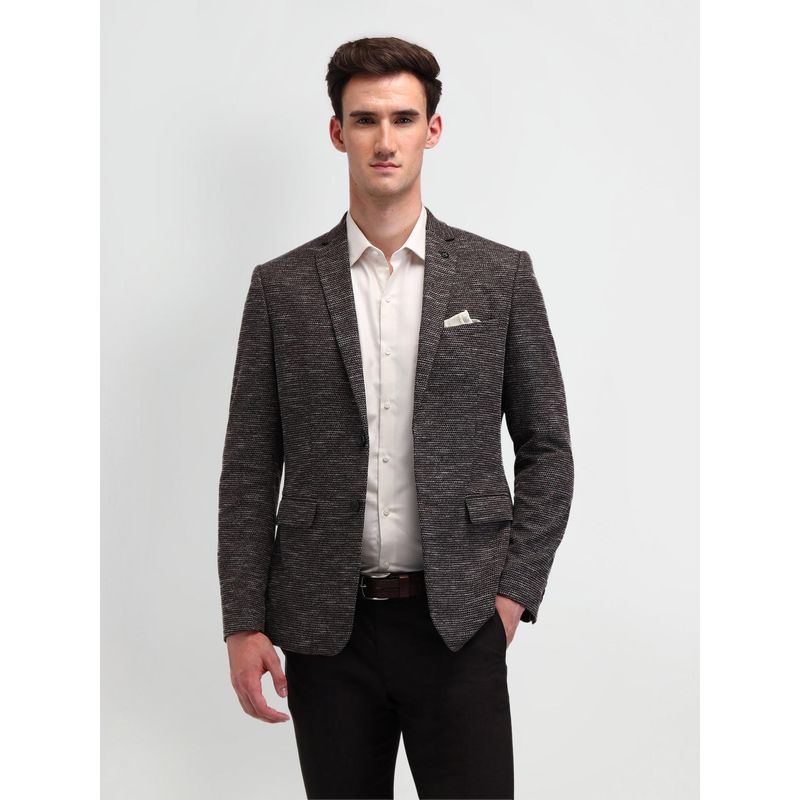 Arrow Textured Brown Full Sleeves Blazer (38)