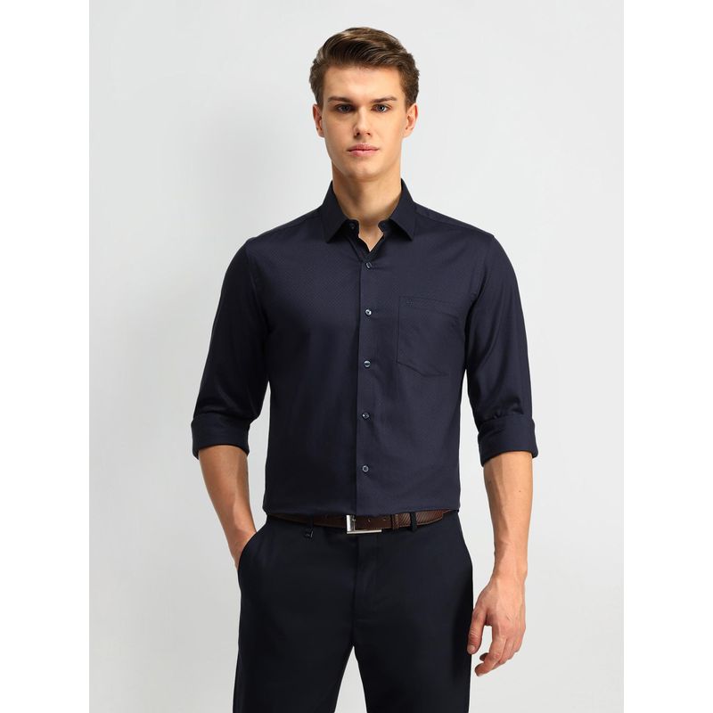 Arrow Checks Navy Blue Full Sleeves Collar Neck Shirt (40)