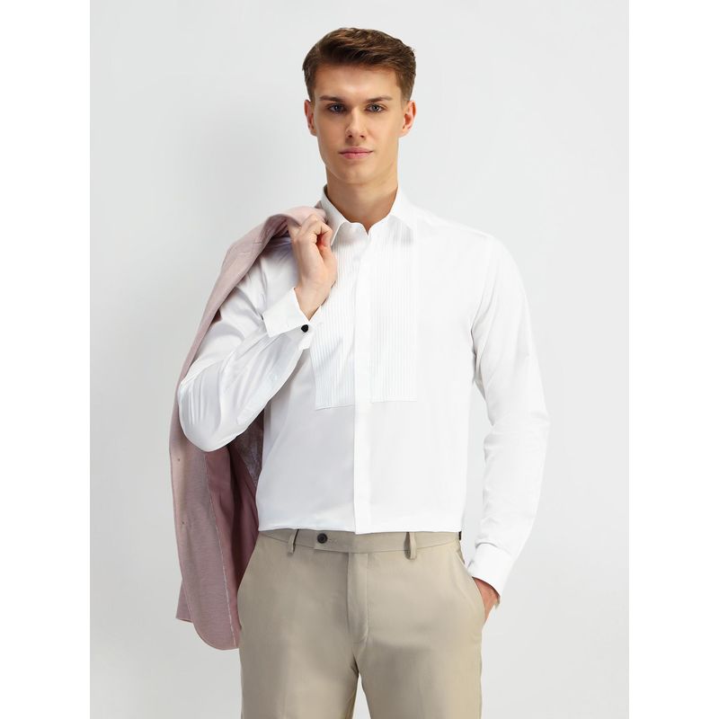 Arrow Textured White Full Sleeves Collar Neck Shirt (39)