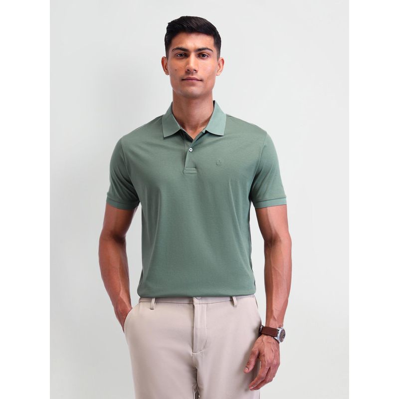 Arrow Solid Green Half Sleeves Polo T-Shirt (L)