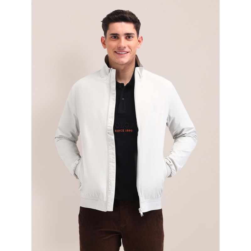 U.S. POLO ASSN. Solid Off White Full Sleeves Jacket (L)