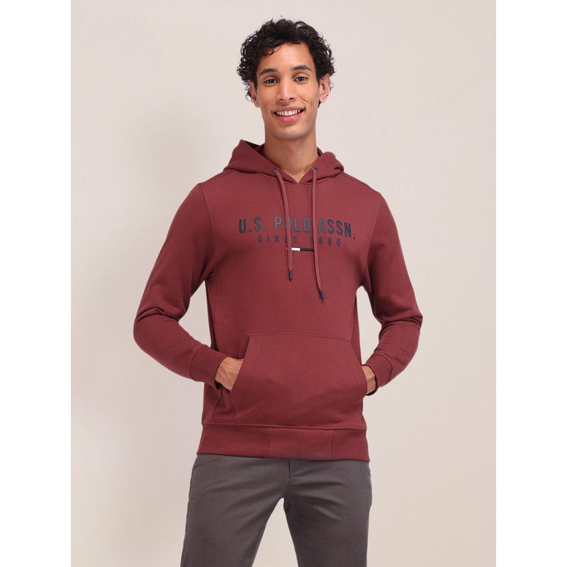 U.S. POLO ASSN. Solid Red Full Sleeves Hoodie (S)