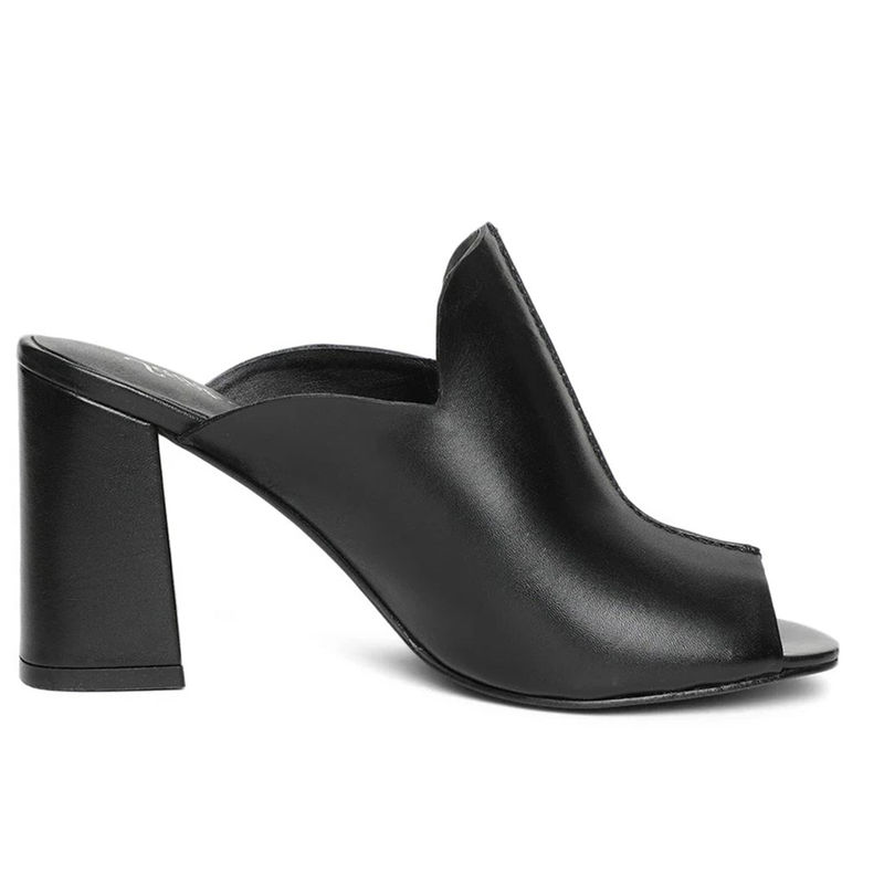 Saint G Black Leather Block Heel Mule (EURO 40)
