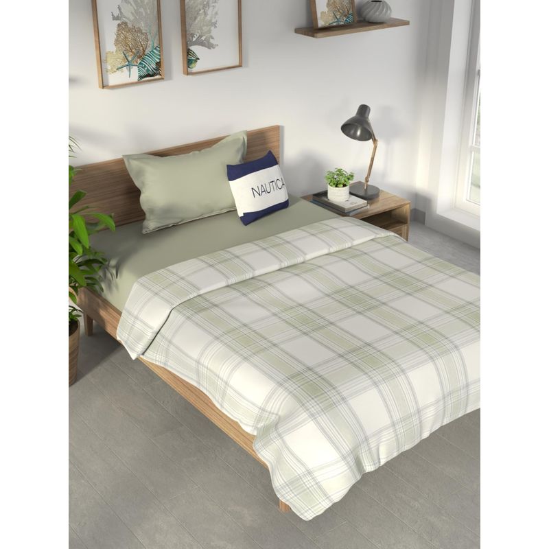 Nautica Green Pure Cotton Flannel Filling Dohar (Single)