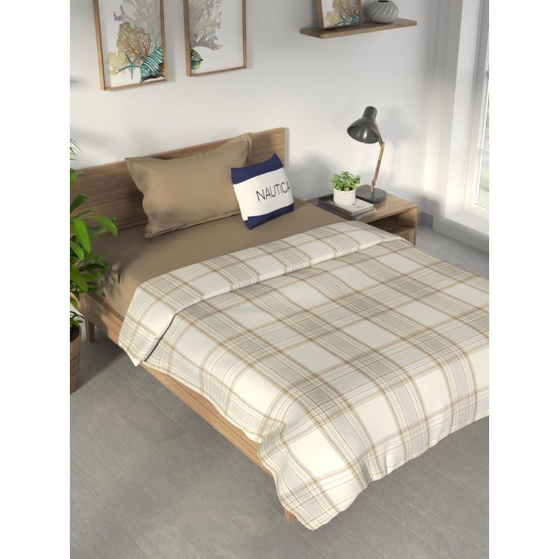 Nautica Beige Pure Cotton Flannel Filling Dohar (Single)
