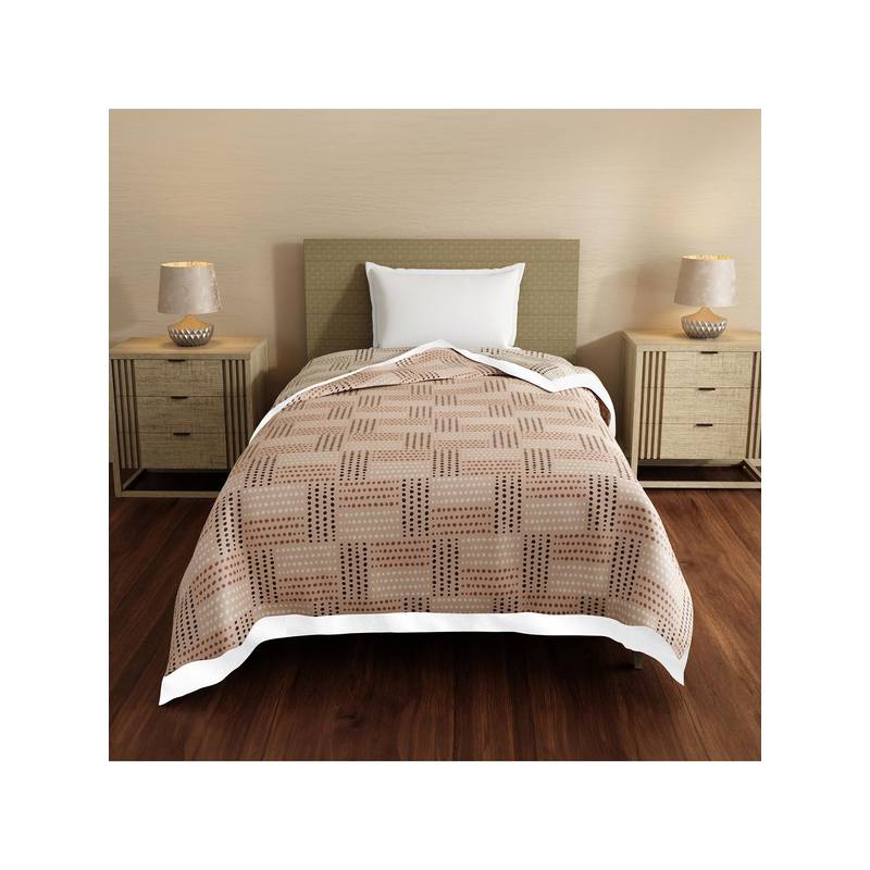 Layers Forever Cotton Brown & Grey Geometrical Reversible Dohar (Single)
