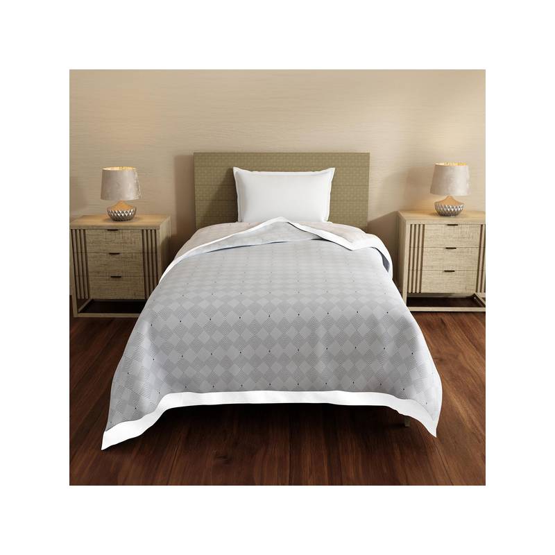 Layers Forever Cotton Grey Geometrical Reversible Dohar (Single)
