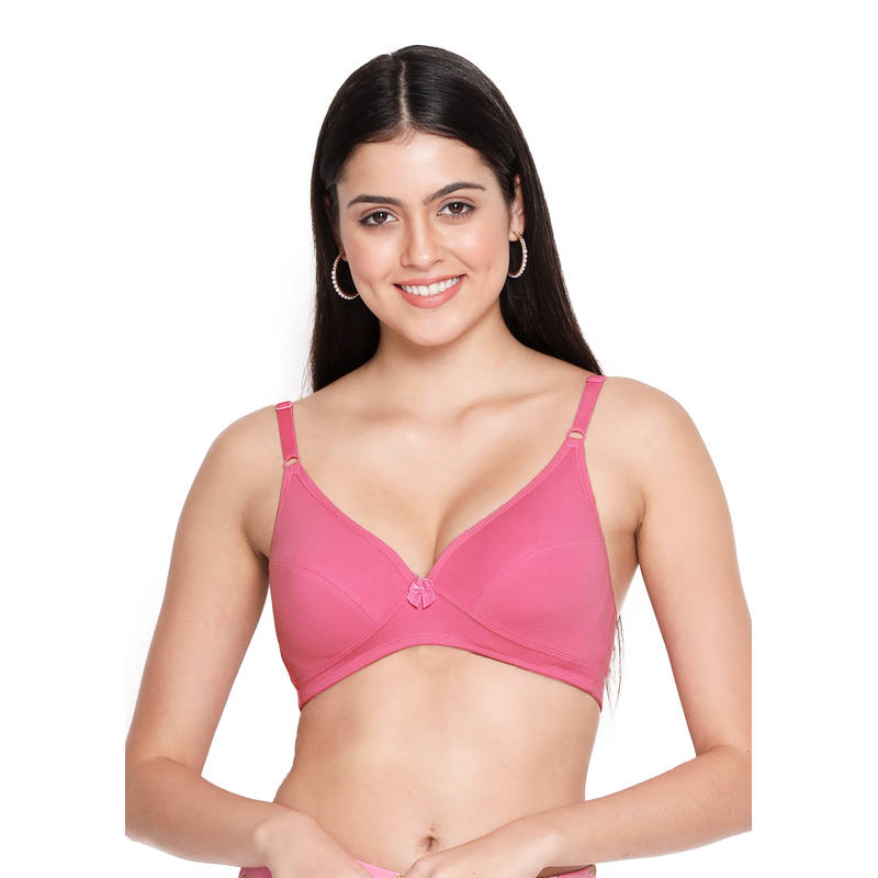 Shyaway Susie Everyday Wirefree 3/4th Coverage Non-Padded Plunge Bra- Pink (30C)
