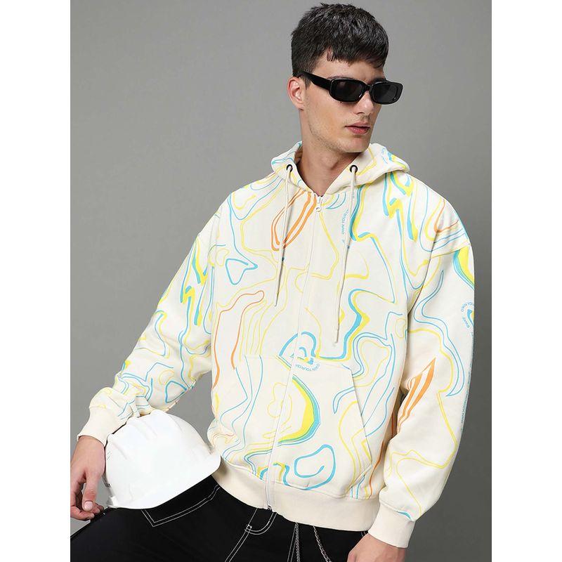 Bewakoof Heavy Duty 1.0 Men's Gardenia All Over Printed Oversized Hoodies (S)