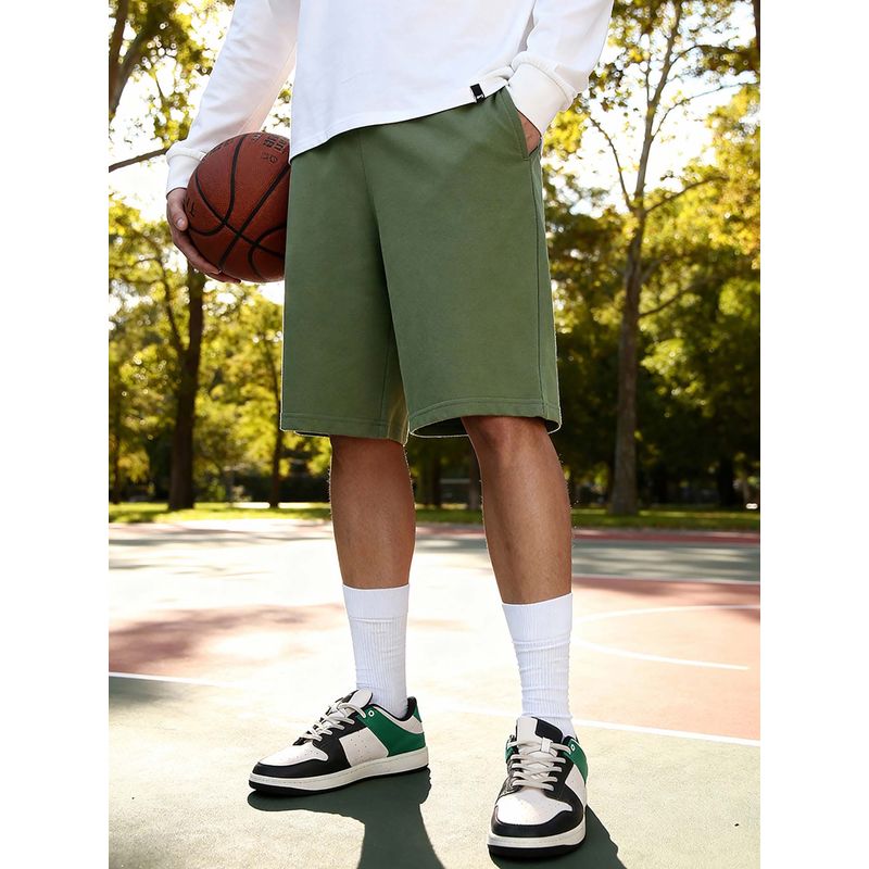 Bewakoof Men's Green Oversized Shorts (S)