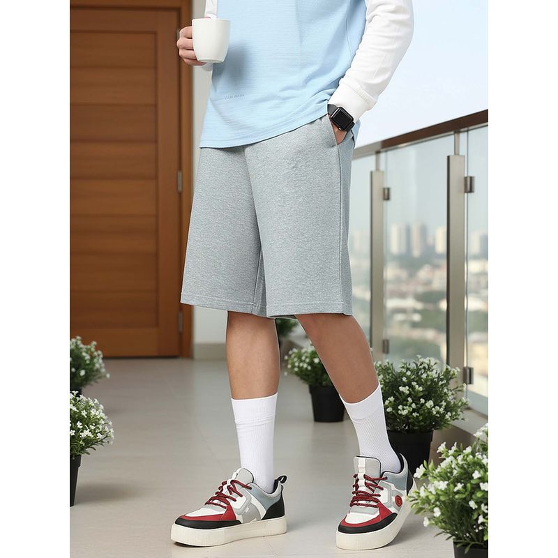 Bewakoof Men's Grey Melange Oversized Shorts (S)