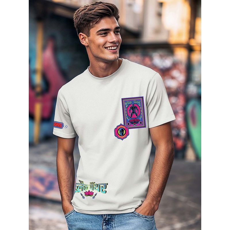 Bewakoof Official Marvel Men's Grey Panther Truck Graphic Printed T-shirt (S)