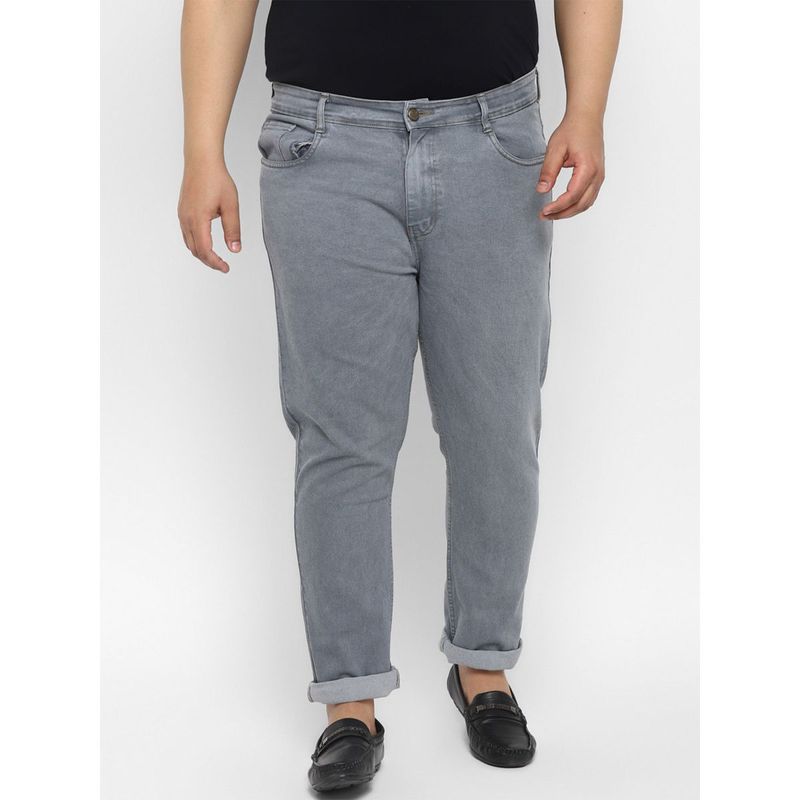 Urbano Plus Men's Light Grey Regular Fit Solid Jeans Stretchable (36)