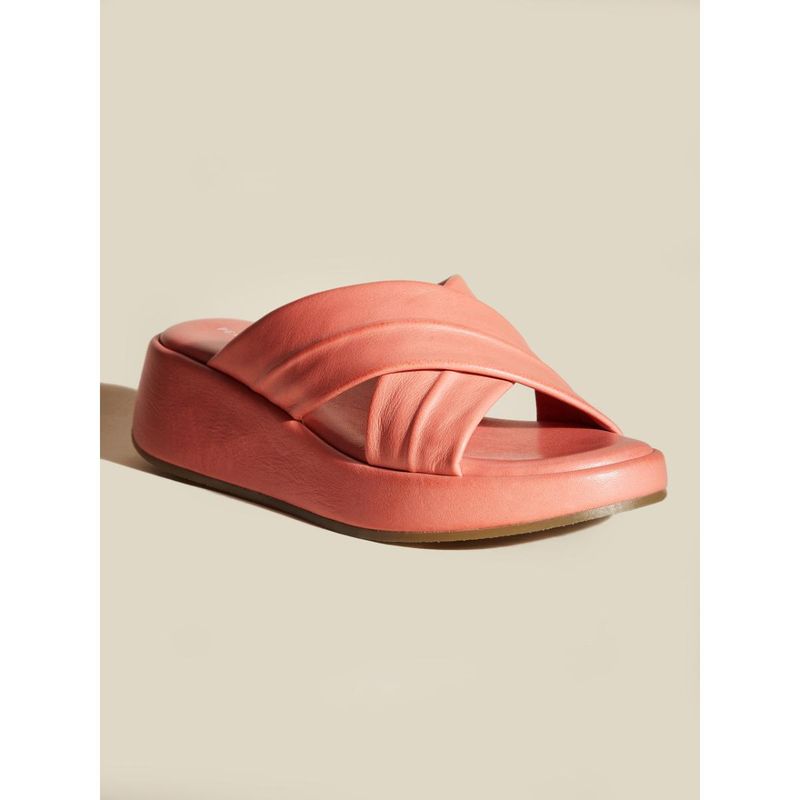 Peach Flores Women Pink Crossed Strap Heels (EURO 36)