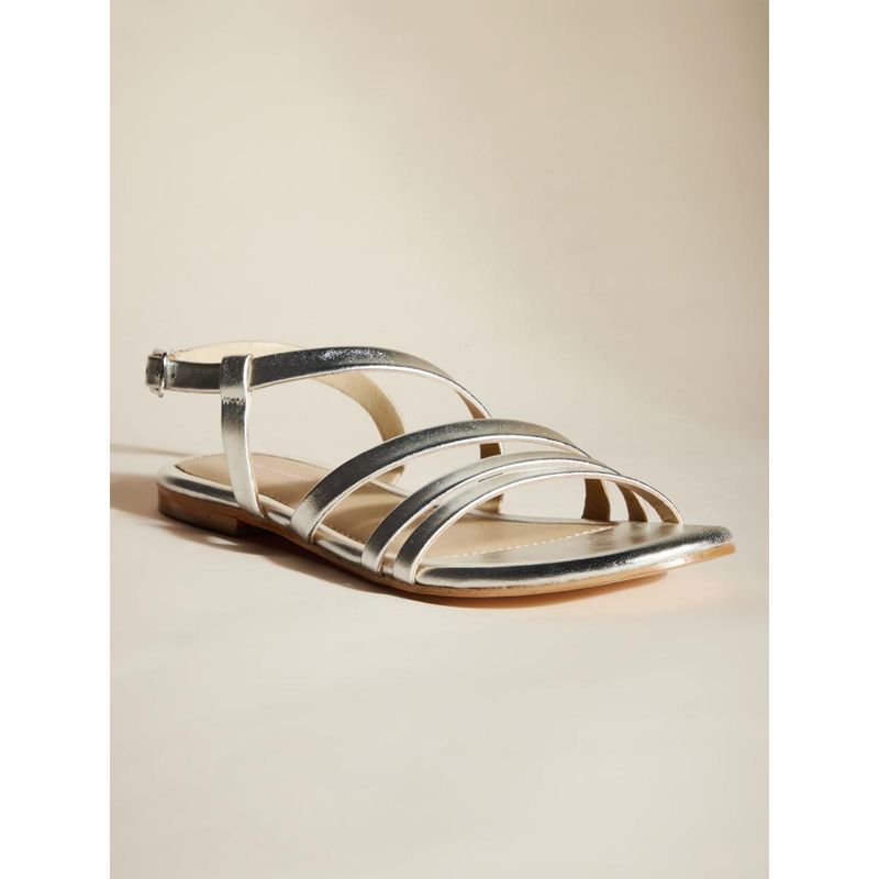 silver leather sandals