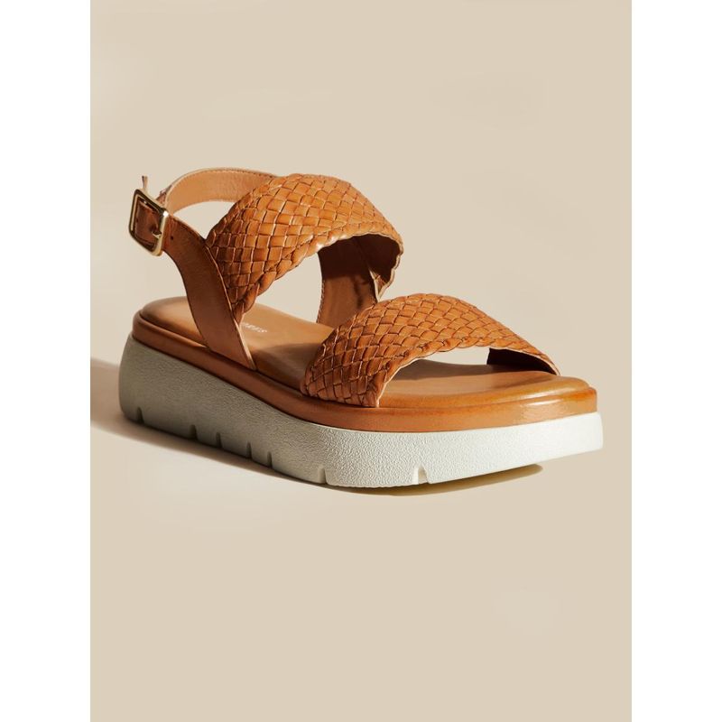 Peach Flores Women Tan Woven Sandals (EURO 36)